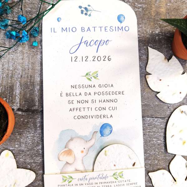 segnalibro carta piantabile battesimo